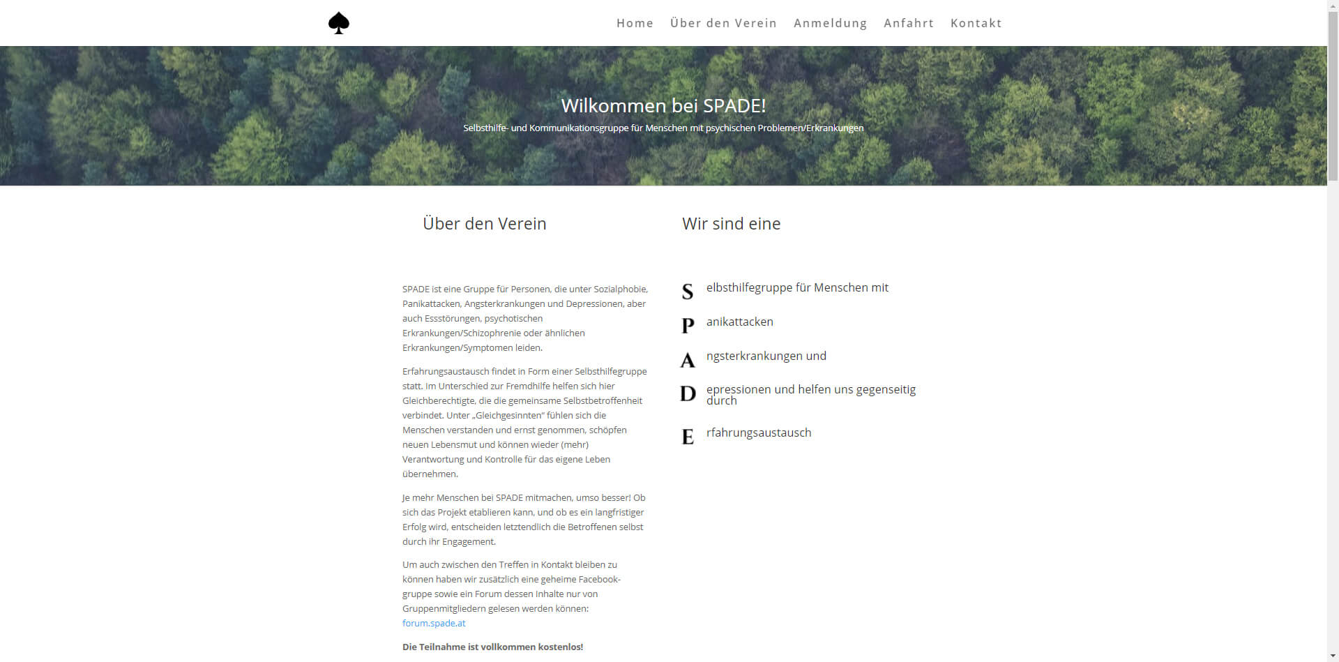 Gratis Webdesign und Hosting für die Non-Profit Organisation Spade.at